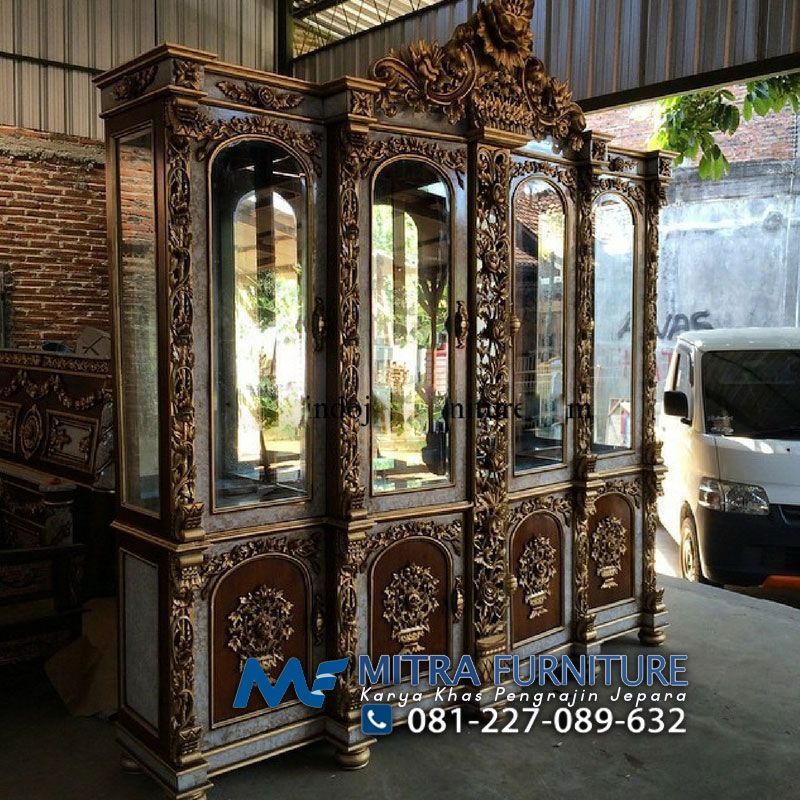 Jual Lemari  Hias  Jati Shima 4 Pintu Ukiran  Jepara  Harga 