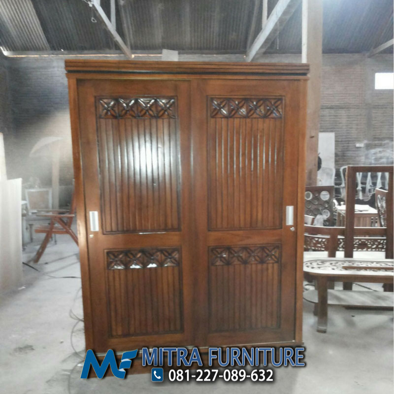 Jual Lemari  Pakaian Minimalis  Pintu  2  Kayu  Jati Jepara 