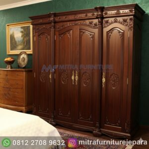 Lemari Pakaian Elegan 4 Pintu Anti Rayap