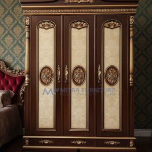 Lemari Pakaian Peluru Ukir Klasik 3 Pintu