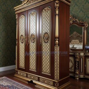 Lemari Pakaian Stupa Jati 3 Pintu Natural