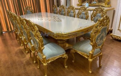 Meja Makan Mewah 10 Kursi Desain Eropa Klasik