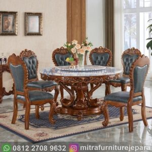 Meja Makan Mewah Marmer Top 6 Kursi