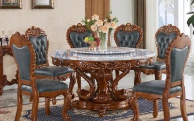 Meja Makan Mewah Marmer Top 6 Kursi