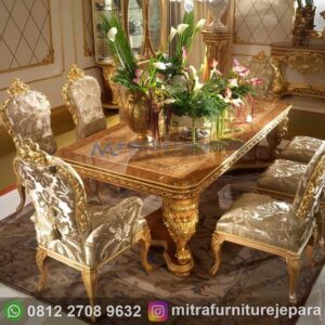 Meja Makan Mewah Scandinavian Dengan Kaki Ramping