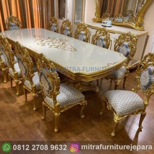 Meja Makan Mewah Scandinavian Dengan Kaki Ramping