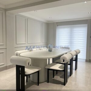 Meja Makan Minimalis Modern 4 Kursi Warna Netral Putih