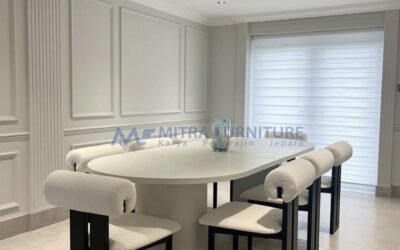 Meja Makan Minimalis Modern 4 Kursi Warna Netral Putih