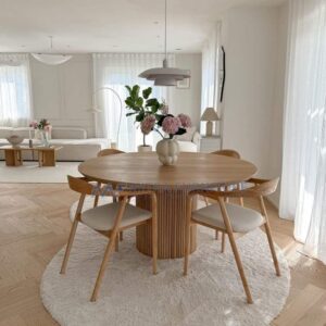 Meja Makan Minimalis Modern Kayu Solid Jati Jepara