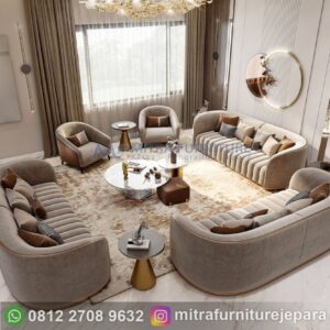 Kursi Sofa Tamu Minimalis Skandinavia Motif Terang