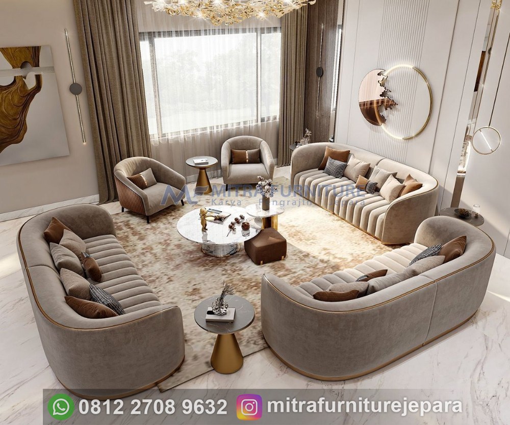 Kursi Sofa Tamu Minimalis Skandinavia Motif Terang