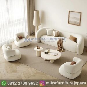 Kursi Sofa Tamu Minimalis dengan Meja Tamu Terpisah Set
